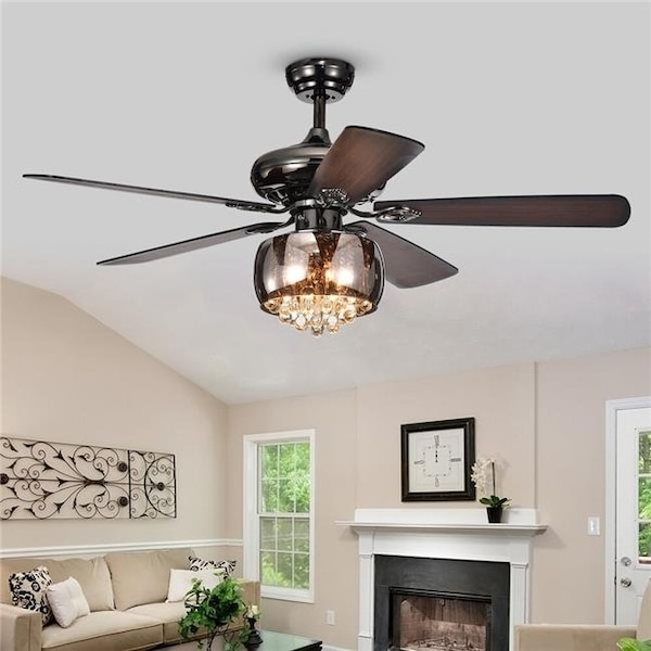 Warehouse Of Tiffany CFL-8307 27 in. Nettle Indoor Remote Controlled Ceiling Fan with Light Kit; Black CFL-8307 - main